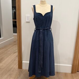 En Saison Midnight Blue Midi Dress in faux suede